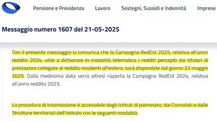 PENSIONI all'ESTERO: Al via la Campagna RedEst 2025 INPS