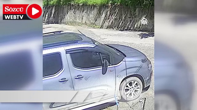 Hafif ticari araca isabet eden yorgun mermi güvenlik kamerasına yansıdı