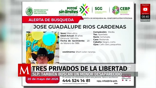 San Luis Potosí emite fichas para hallar a 3 desaparecidos; uno de ellos es menor de edad