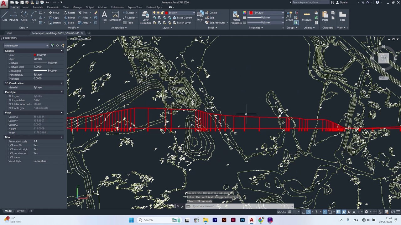 TopoExport.com - Generate Terrain Section from 3D Contour Lines (Free Script + Site Plan)
