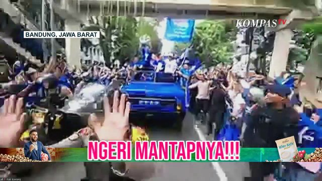 Bandung Lautan Biru! Konvoi Bobotoh Arak Pemain Persib ke Gedung Sate Rayakan Juara Liga 1