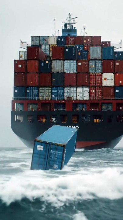 Contaioner From Ship falls on Dolphins