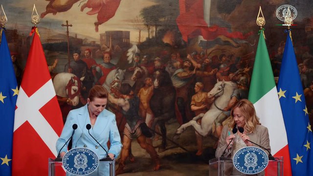 Roma - Dichiarazioni alla stampa Meloni - Frederiksen (traduzione simultanea) (22.05.25)