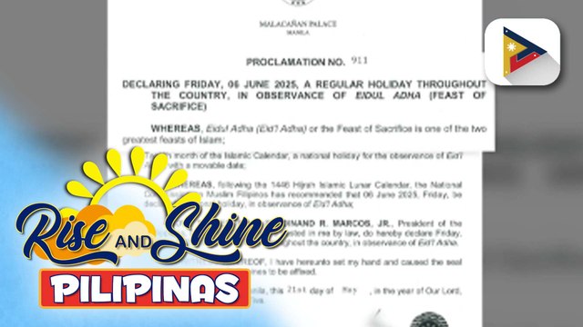 June 6, idineklarang regular holiday bilang paggunita sa Eid'l Adha