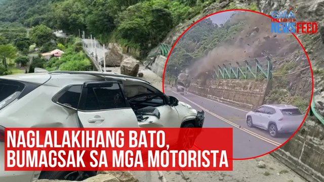 Naglalakihang bato, bumagsak sa mga motorista | GMA Integrated Newsfeed