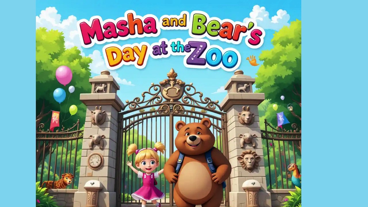 urdu/hindi Masha aur Bear ka Din Zoo mein  ⁨@smilentales⁩