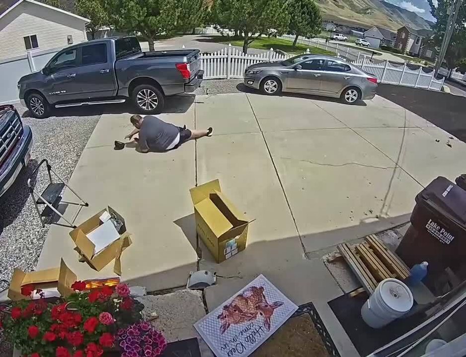 Man's Foot Trips Over Object, Causing Him to Lose Balance and Fall