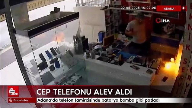 Adana'da telefon tamircisinde batarya bomba gibi patladı