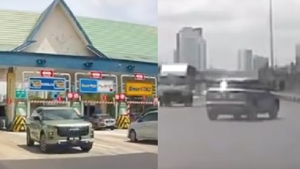 休旅车收费站前U转逆行