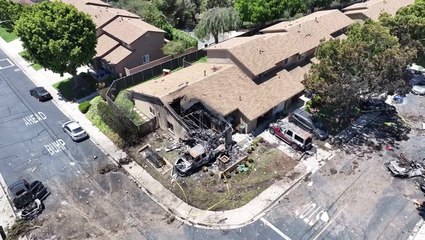 Drone video shows devastation after fatal plane crash in San Diego neighbourhood