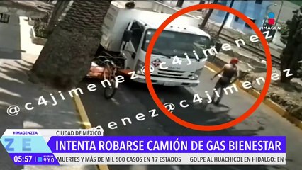 Hombre intenta robar camión de Gas Bienestar en la GAM, CDMX