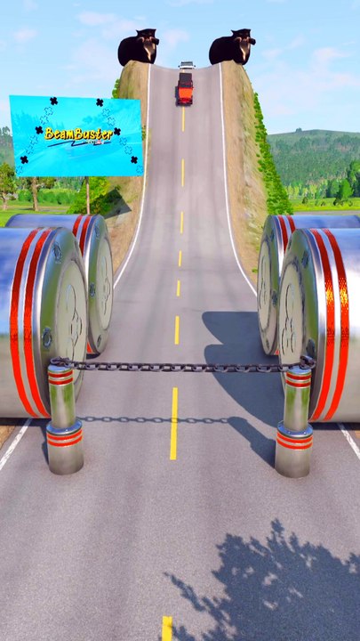 Cars & Truck vs Chain Trap - BeamNG.Drive