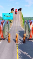 Cars & School Buses vs Logs - BeamNG.Drive