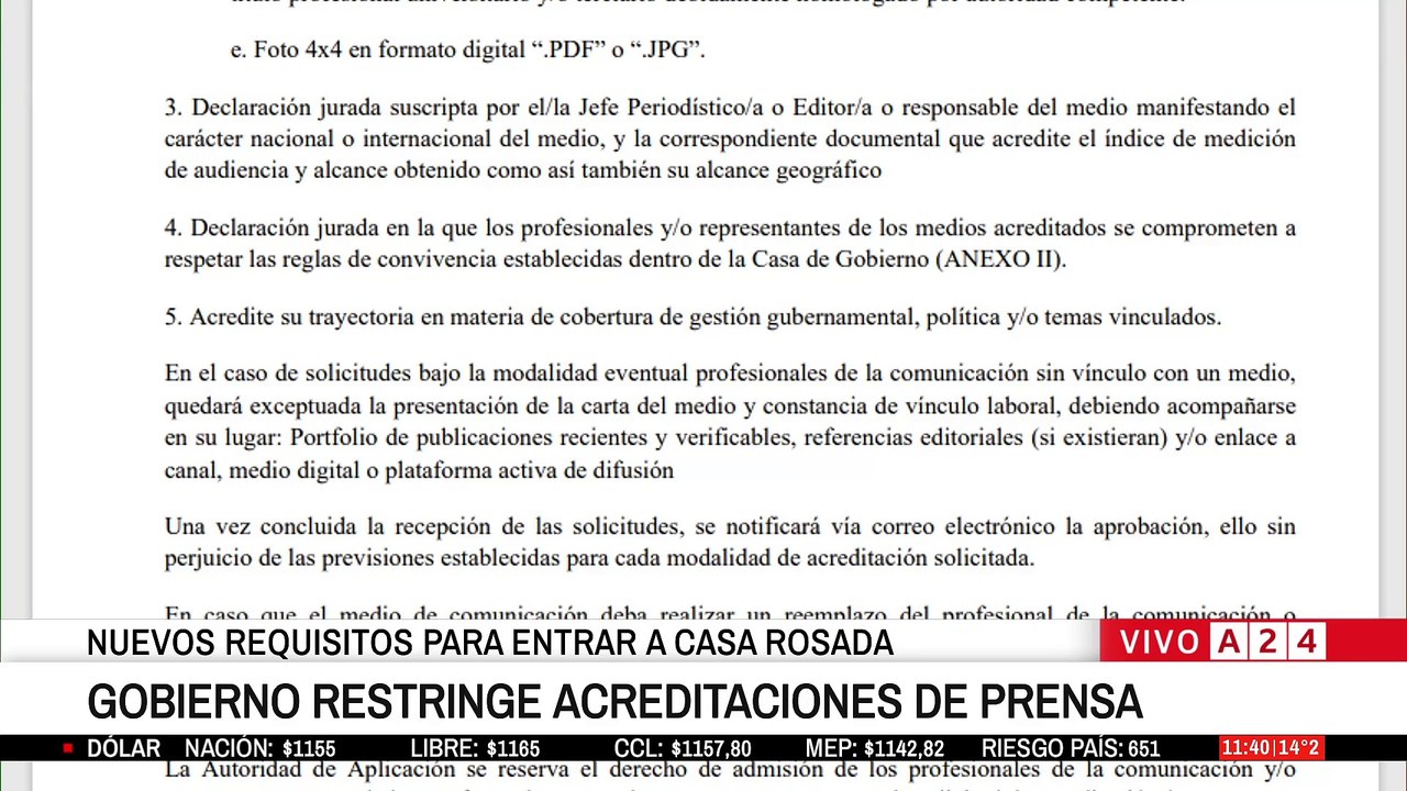 📢 EL GOBIERNO RESTRINGE ACREDITACIONES DE PRENSA TRAS EL CRUCE DE UN PERIODISTA CON LUIS CAPUTO 📋