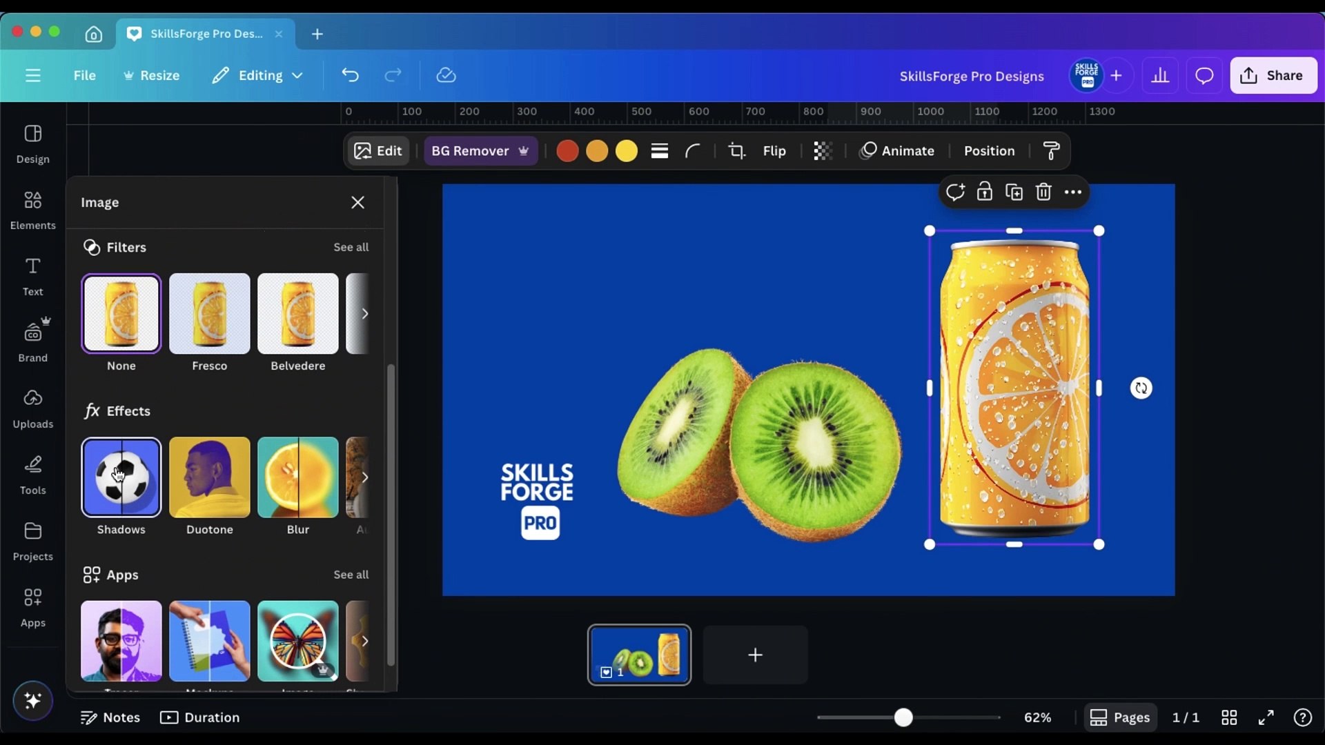 How to add shadow to an Element in Canva