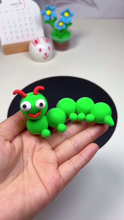 And the caterpillar made of clay is so cute! #diy #adorablecrafts #craft #creativeclayideas#handmade