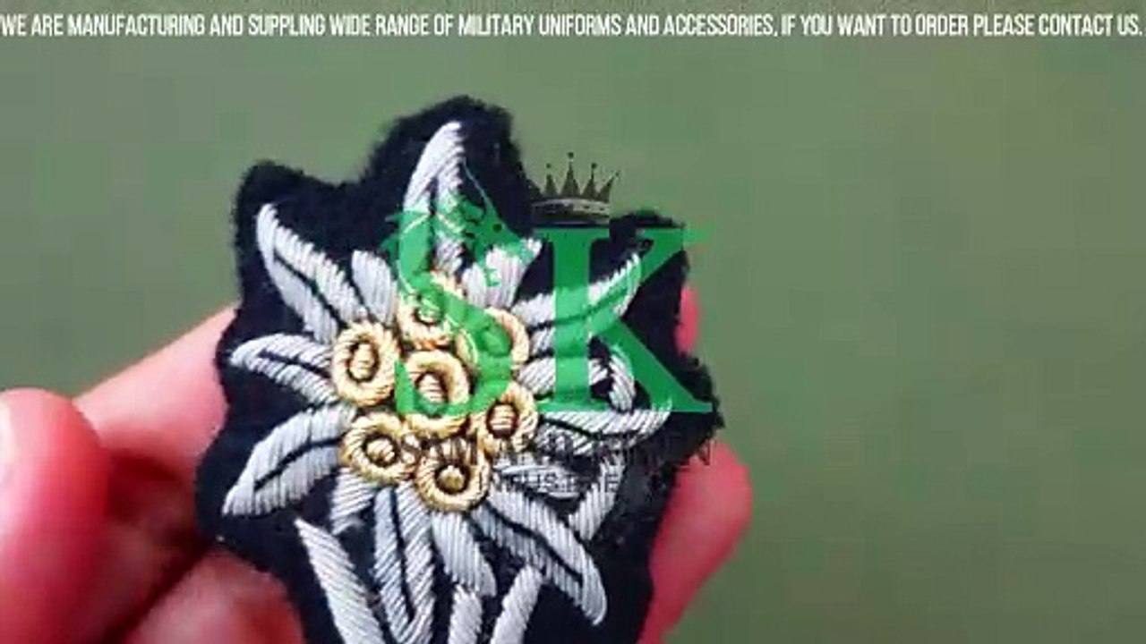 German Army Edelweiss Woven Patch Sew On, German edelweiss sew on patch