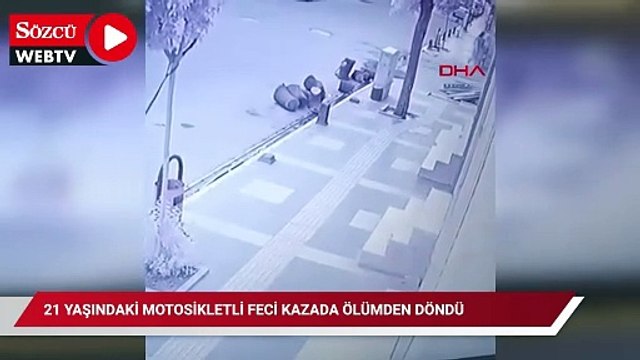 21 yaşındaki motosikletli feci kazada ölümden döndü