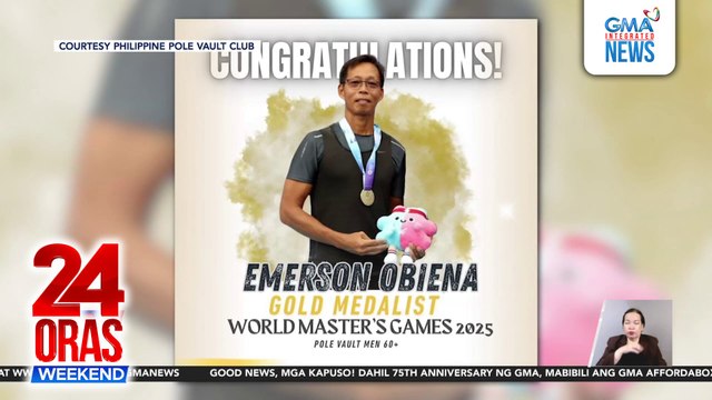 Ama ni EJ Obiena na si Emerson Obiena, wagi ng ginto sa pole vault sa World Masters Games sa Taiwan; Elreen Ando, Rosegie Ramos at Fernando Agad Jr., naka-7 medalya sa 2025 Asian Weightlifting Championships sa China | 24 Oras Weekend