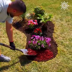 Making a lovely spot for flowers in the middle of the garden!🌷🌸