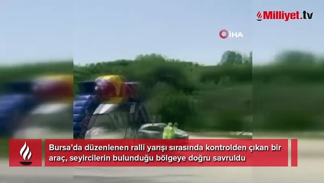 Korku filmlerini aratmayacak olay! Bursa'da yarış aracı seyircilerin bulunduğıu bölgeye savruldu