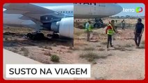 Avião sai da pista durante decolagem e fica preso em terra na Líbia