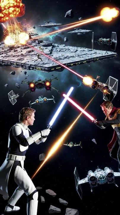 Epic Star Wars-Style Space Battle Animation | Laser Sword Duels & Star Destroyer Explosions