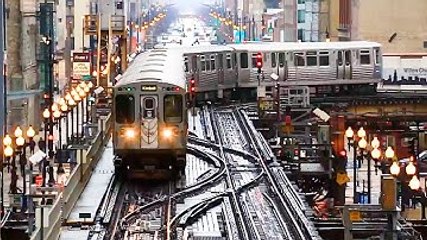 🇺🇸Riding on the Chicago 'L' Elevated Train on the Loop, CTA Train