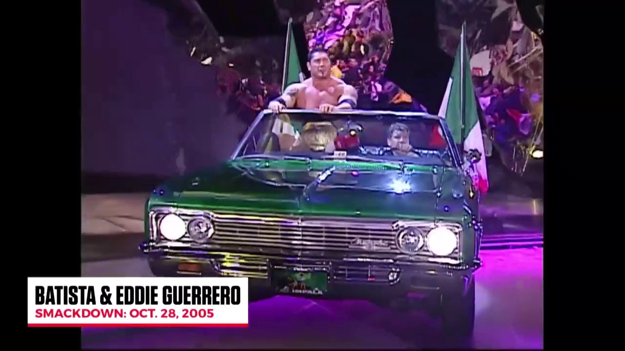 WWE legends superstar Batista and Eddie Guerrero amazing car entry in the ring WWE