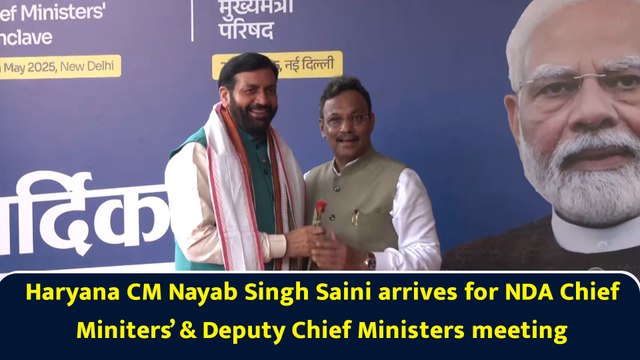 Haryana CM Nayab Singh Saini arrives for NDA Chief Miniters’ & Deputy Chief Ministers meeting