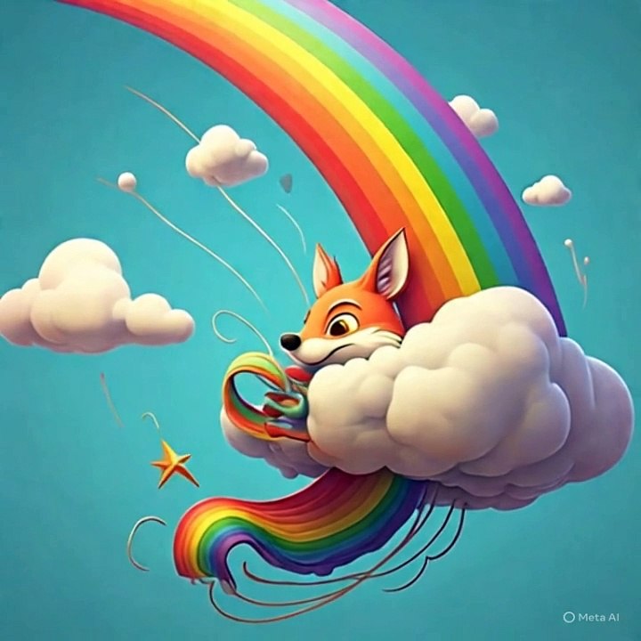 Fox holding Rainbow