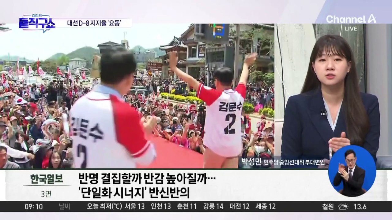 이재명·김문수 후보 간 지지율 격차 감소