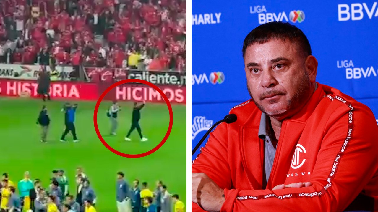 Antonio Mohamed inicia la vuelta olímpica con todo y puro tras campeonato de Toluca