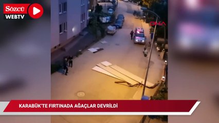 Karabük’te fırtınada ağaçlar devrildi