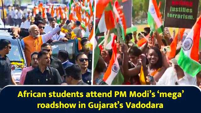 African students attend PM Modi’s ‘mega’ roadshow in Gujarat’s Vadodara