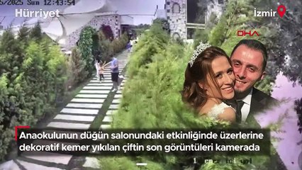 Üzerlerine dekoratif kemer yıkılan çiftin son görüntüleri kamerada