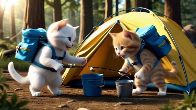 Kittens Camping_ 😻🙀 _cat _shorts _short _aicat _catlovers _camping _animation _catvideos _ai(1080P_HD)