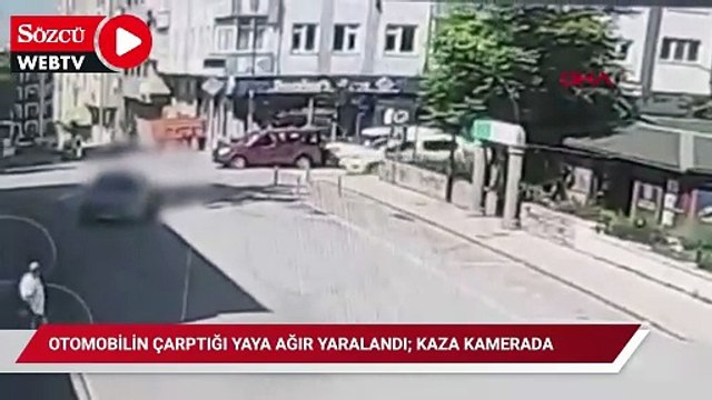 Otomobilin çarptığı yaya ağır yaralandı; kaza kamerada