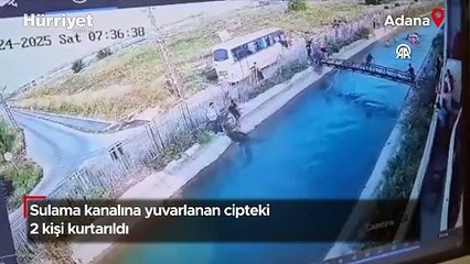 Sulama kanalına yuvarlanan cipteki 2 kişi kurtarıldı