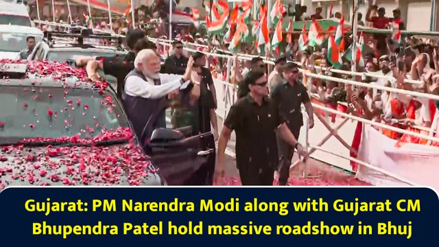 Gujarat: PM Narendra Modi along with Gujarat CM Bhupendra Patel hold massive roadshow in Bhuj