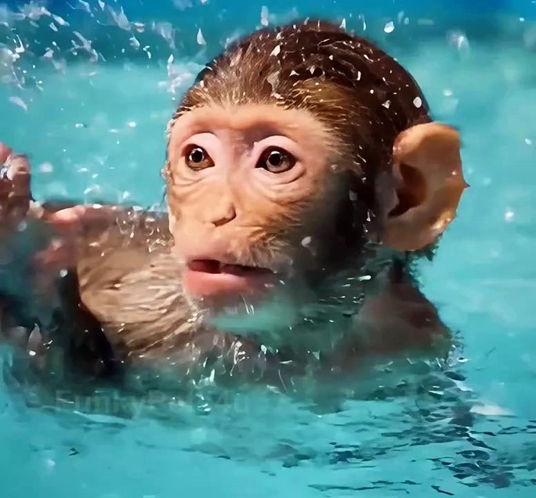 Monkey Enjoying in Swimming Pool - FunkyPets4u #petvideos #petlover #monkey #funnyanimals #funny