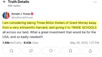 트럼프 "하버드 보조금 회수해 직업학교 지원 검토" / YTN