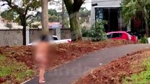 Cena inusitada no frio! Vídeo flagra mulher caminhando nua em bairro de Curitiba; assista