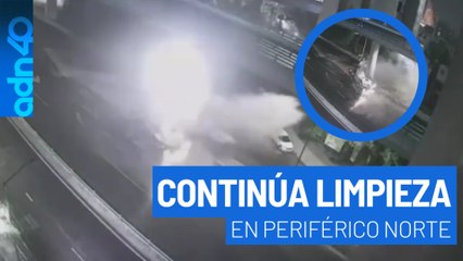 Sigue la limpieza de combustible tras el accidente en Periférico Norte