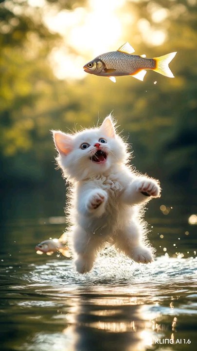 kitty likes to play with fish