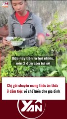 Chị gái tiktoker mang đồ thừa tiệ về cho các con