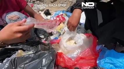 Mother scavenges rubbish to feed children as Gaza faces famine