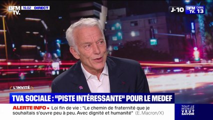 Augmentation d'impôts sur les entreprises: "Si on surajoute de nouvelles taxes, on aura moins de croissance", affirme Patrick Martin, président du Medef