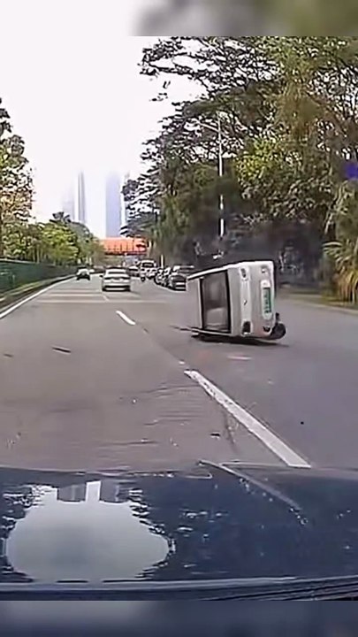 Small Car Goes Flying After Dangerous Overtake