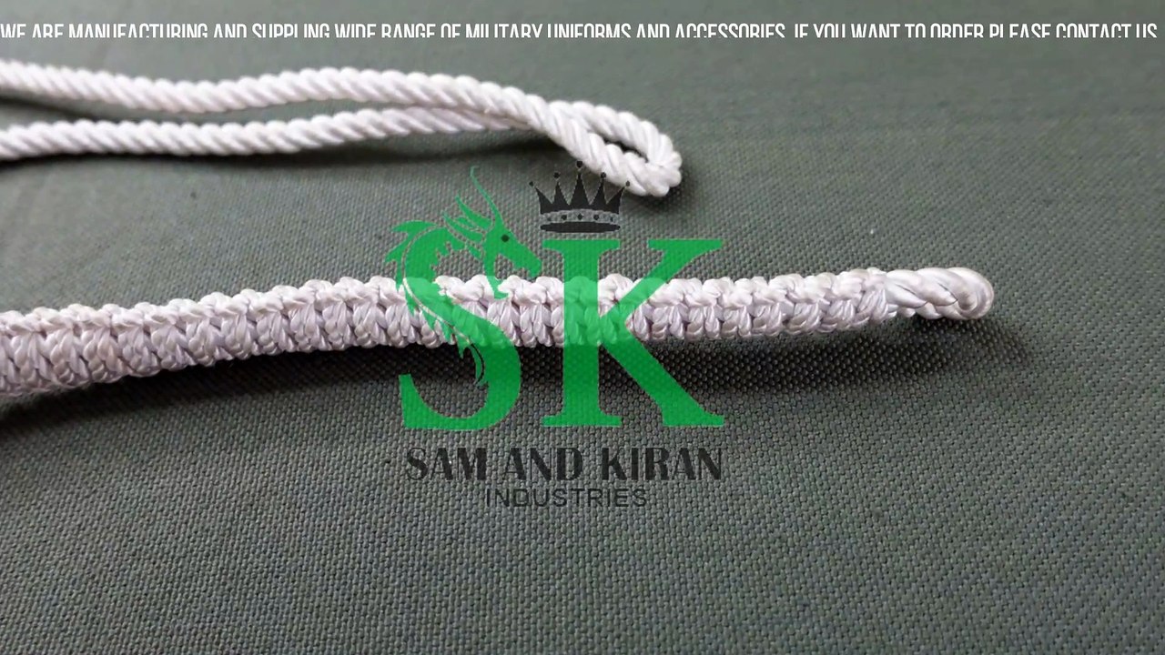 White Silk Shoulder Cord Ceremonial Lanyard, Multi Colored Military Uniform Lanyard